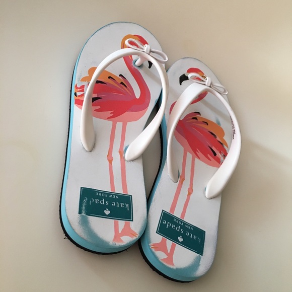 ❤️ SOLD Kate Spade Flamingo Flip Flops Sz 6 - Picture 3 of 15
